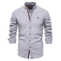 Camisa delgada de primavera y verano, camisa de manga larga de color sólido de negocios de moda para hombres de estilo japonés informal de algodón y lino para hombres (talla de EE. UU.) - details 5