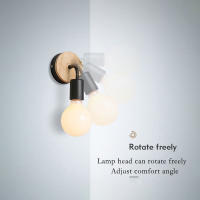Soporte De Lámpara De Madera Vintage Sconce Luz De Pared Decoración Industrial Para Dormitorio Y Comedor E27 Luz De Lado Retro - details 4