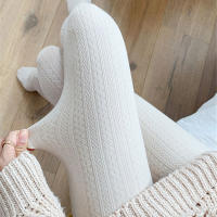 Medias De Pescar Japonesas Para Mujer Blancas Tejidas Con Torsión Leggings Elásticos De Otoño Solids Medias De Ropa Interior - details 0