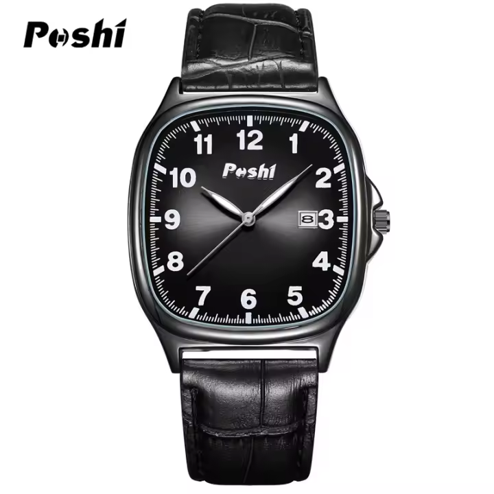 Reloj De Hombre POSHI Moda Cuero Resistente Al Agua Calendario Luminoso Deportivo Estilo Casual Y Lujo Movimiento Cuarzo - 1