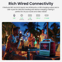 Monster VMay Televisor portátil para exteriores, pantalla 1080P Full HD de 15.6 pulgadas, audio de 60W, batería recargable incorporada de 12V/9A, 8 horas de reproducción de video, 25 horas de audio, Al aire libre, observación en vivo - details 8