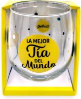 Vaso de vidrio con la frase "La mejor Tía del Mundo" y elementos decorativos - details 0