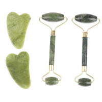 Juego De Masajeador De Rodillo De Jade Natural Y Tablero De Guasha Para SPA Herramienta De Masaje Facial Set De Cuidado De La Piel Del Rostro - details 1