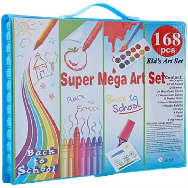 XINYIN Materiales artísticos, paquete de 168 kits de juego de pintura para arte, caja de regalo artístico, arte y artesanías con lápices lápices de acuarela, juego de pintura para niños adultos - 1