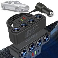 Adaptador De Encendedor De Coche 120W 12V/24V 4-Enchufe Cargador USB+QC3.0+PD3.1A Accesorio Port USB Para Automóvil - details 0