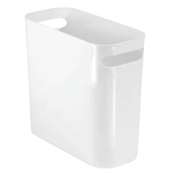 Plastic small trash can Wastebasket Narrow white - 1