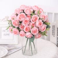 Bouquet De Rosas Artificiales En Seda Hojas De Flor Falsa Para Vaso Decoración De Mesa Para Fiesta Boda Día De San Valentín Regalo Decoración De Hogar - details 0
