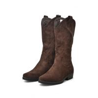 Botas cowboy de mujer planas con bordado, estilo vaquero clásico cómodo, en color negro, marrón y beige BM58A - details 3