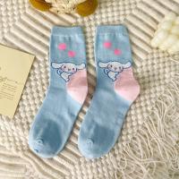 Calcetines Disney Miniso Cinnamoroll Para Mujer Azul De Algodón Peinado Medio Tubo Estilo Lindo Con Perro Dibujos Animados - details 10