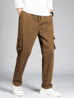 Nuevos Pantalones Cargo Rectos Para Hombre Primavera Otoño Con Multíples Bolsillos Estilo Safari Cotas Medio Peso Cintura Media Tipo Regular - details 4