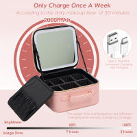 Bolso De Maquillaje Para Mujer En Cuero PU Gran Capacidad Resistente Al Agua Con Espejo Multifuncional Estilo Lady - details 10