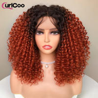 Pelucas Sintéticas De Encaje Frontal CurlyCoo Para Mujeres Negras Cortas Enredadas Bob Ombre Onda Natural Peluca De Cosplay - details 18