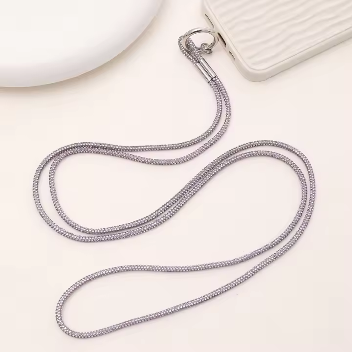 Lanyard Antipérdida Para Teléfono Móvil Con Cadena De Carácter De Diamante Accesorio Antipérdida Para Adultos Material De Poliéster - 1