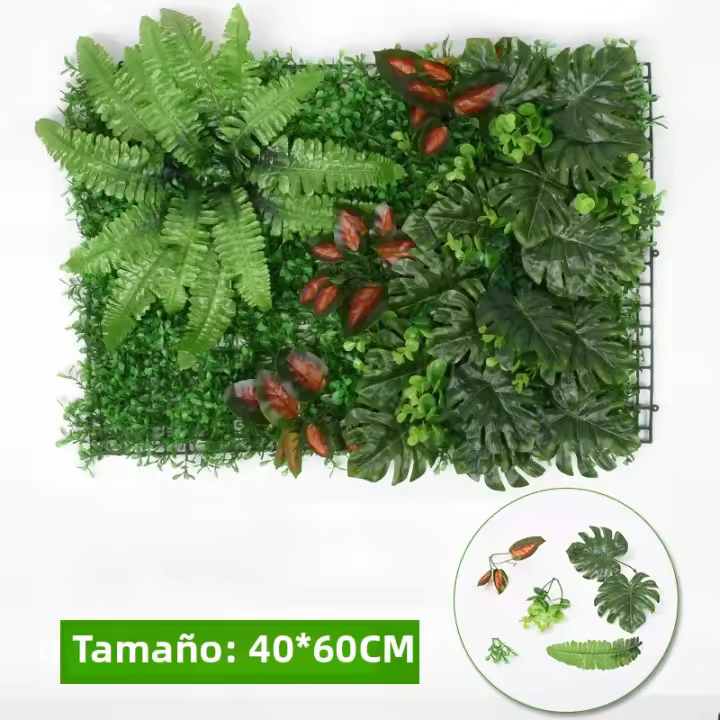 Panel De Hierba Artificial De Boxeo 16x24 Pulgadas Falso Eucalipto Verde Para Jardín Interior Y Exterior Decoración De Espacios Verticales - 1