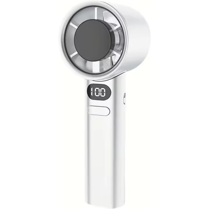Ventilador turbo portátil de mano, pequeño ventilador de bolsillo con batería recargable por USB de 2000 mAh, 120 velocidades, ajuste infinito (blanco) - 1