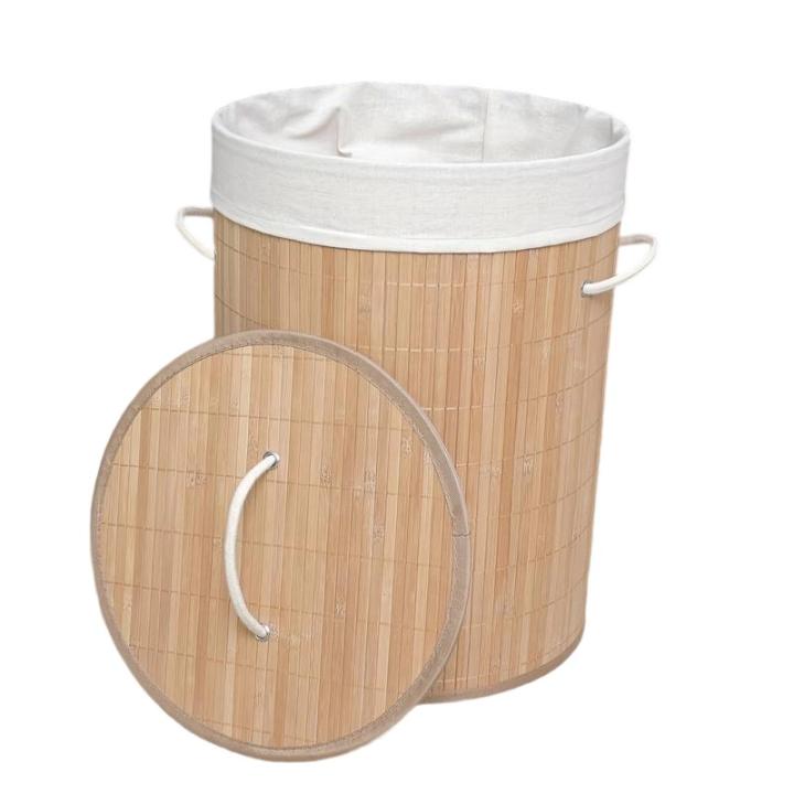 Cesto de Bambú con Tapa para la Ropa Sucia Compartimento Cubo Colada Lavanderia Plegable con Asa de Cuerda Cesta de Almacenamiento Organizador Cubierta Bolsa Extraíble Laundry Basket