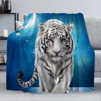 Manta De Tigre Blanco Suave Y Cálida De Poliéster Para Sofá Y Cama Estilo Americano Con Estampado De Noche Estrellada Manta Portátil Para Todas Las Estaciones - details 3