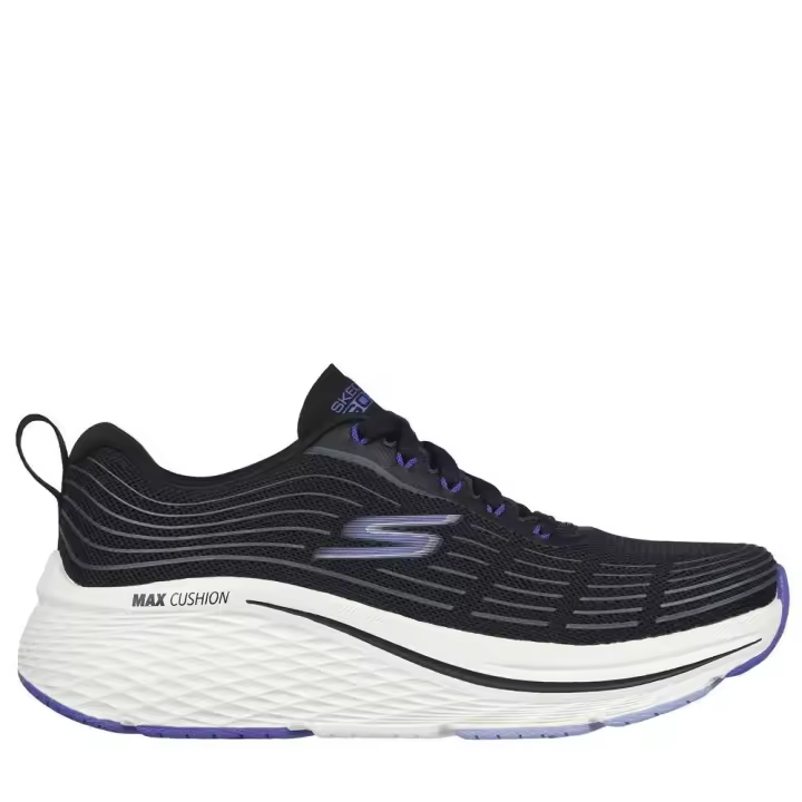 Cómoda  Deportiva mujer Skechers MAX CUSHIONING ELITE 2.0 malla negra con líneas estampadas, una plantilla Skechers Air-Cooled Goga Mat  y suela ULTRA GO® amortigudora. Altura Tacón bajo (1-3 cm) Referencia 129600-BKPR - 1