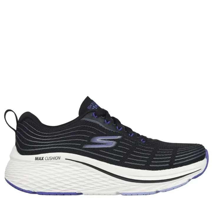 Cómoda  Deportiva mujer Skechers MAX CUSHIONING ELITE 2.0 malla negra con líneas estampadas, una plantilla Skechers Air-Cooled Goga Mat  y suela ULTRA GO® amortigudora. Altura Tacón bajo (1-3 cm) Referencia 129600-BKPR - 1