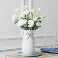 3PCS Flores Artificiales De Rosa Blanca Y Hojas De Eucalipto Peonía Bouquet Decoración Para Bodas Fiesta Vaso Hogar Sin Mantener Flores Naturales - details 3
