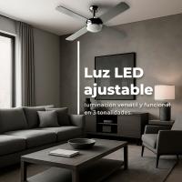EVVO Ventilador de techo con luz y mando V516 Steel, silencioso, Ø132cm, 4 aspas, 3 velocidades, 65W, temporizador - details 0