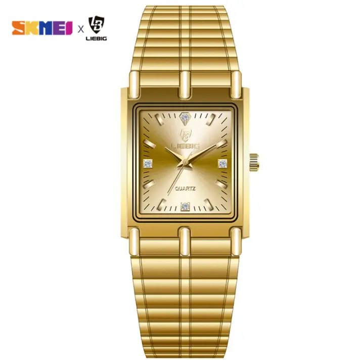 Reloj De Pulsera De Lujo En Oro Y Acero Inoxidable Para Hombres Y Mujeres Reloj De Cuarzo Resistente Al Choque Y Al Agua L1018 - 1