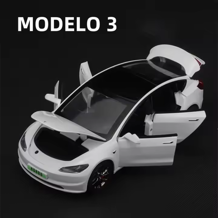 Nueva 2024 Tesla Model 3 En Miniatura 1:32 Coche De Juguete De Aleación Con Sonido Y Luz Metal Casting Para Niños Vehículo - 1
