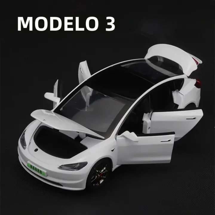 Nueva 2024 Tesla Model 3 En Miniatura 1:32 Coche De Juguete De Aleación Con Sonido Y Luz Metal Casting Para Niños Vehículo - 1