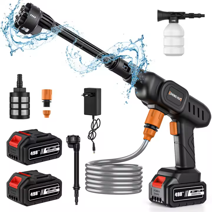 Pistola de agua de alta presión para limpieza de coche, 6 en 1, 20000mAh, para casa, jardín, lavadora, sin caja de herramientas, batería Makita - 1