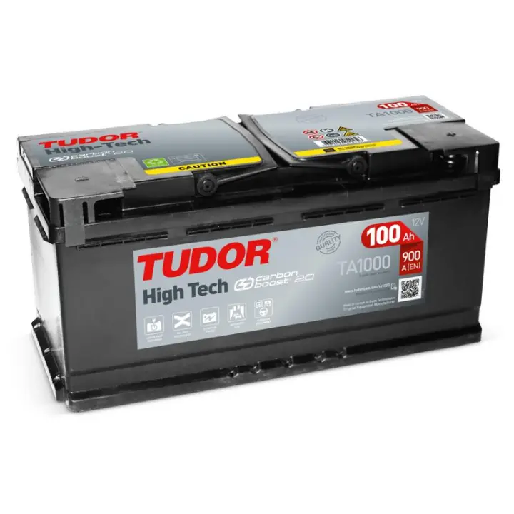 Tudor TA1000 Gama High Tech Batería de Coche 100Ah 900A - Alto Rendimiento - 1