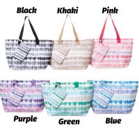 Bolso de playa plegable grande con cremallera - Bolso de hombro ligero y duradero con monedero incluido, ideal para compras, camping y viajes, diseño de hojas tropicales impreso, múltiples colores disponibles - details 6