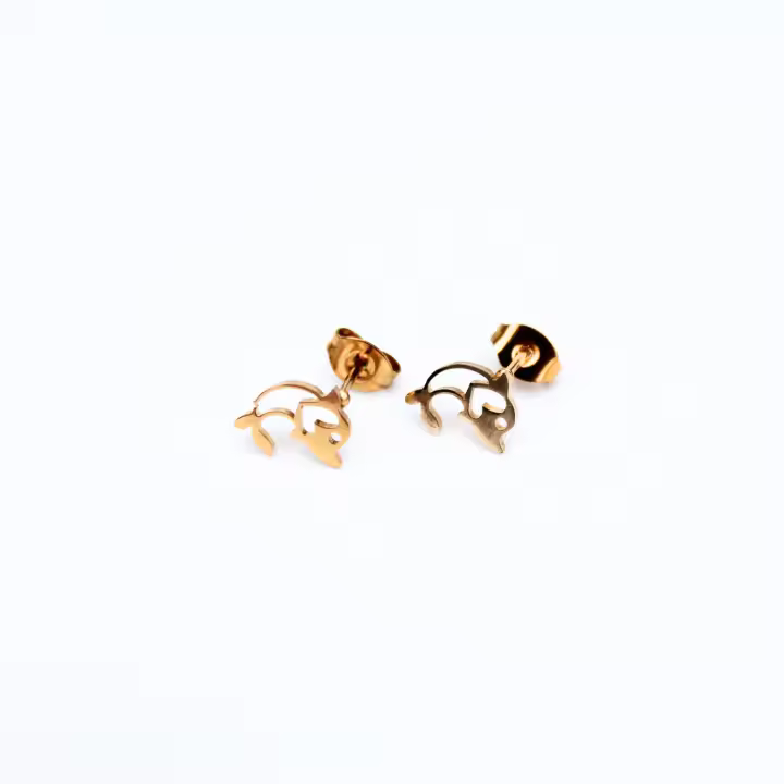 Pendientes tuerca delfín, pendientes tendencia, pendientes mujer, joyería y bisutería para mujer, joyas mujer - 1
