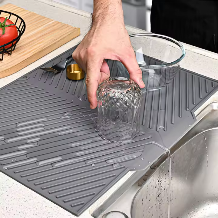 Alfombrilla De Silicona Alimentaria Para Filtro De Agua Tapete De Secado Para Frutas Y Verduras Resistente Al Calor Con Antideslizante Herramienta De Cocina Ecológica - 1