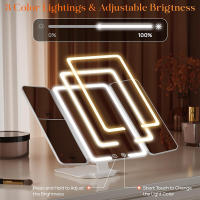 Espejo De Maquillaje Ajustable Con Lámparas LED Tri-fold Y Magnificación 1x/2x/3x/10x Para Baño Mesa De Belleza - details 1