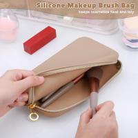 Bolsa de maquillaje, Bolsa de silicona, portátil, Bolsa de Cosméticos, Organizador de maquillaje para Viajes, Cosméticos, Bolsa de viaje para maquillaje (caqui), Cafí, a juego - details 1