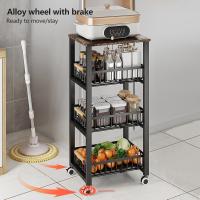 Carrito de almacenamiento de sándwich de 5 capas, negro, acero al carbono, estante escalonado, almacenamiento de cocina, 42.3 x 15.5 x 11.1 pulgadas, capacidad de 50 libras - details 2