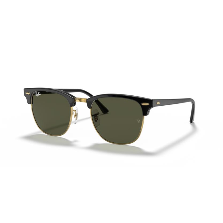 Ray-Ban Clubmaster RB3016 W0365 black on arista/g-15 green calibre 49
