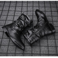 Botas De Motociclista Para Hombre Con Remaches Y Peluche Negro Cuero Genuino Botas De Bicicleta De Invierno Altas Para Exterior Diseñador Botas De Motorista - details 4