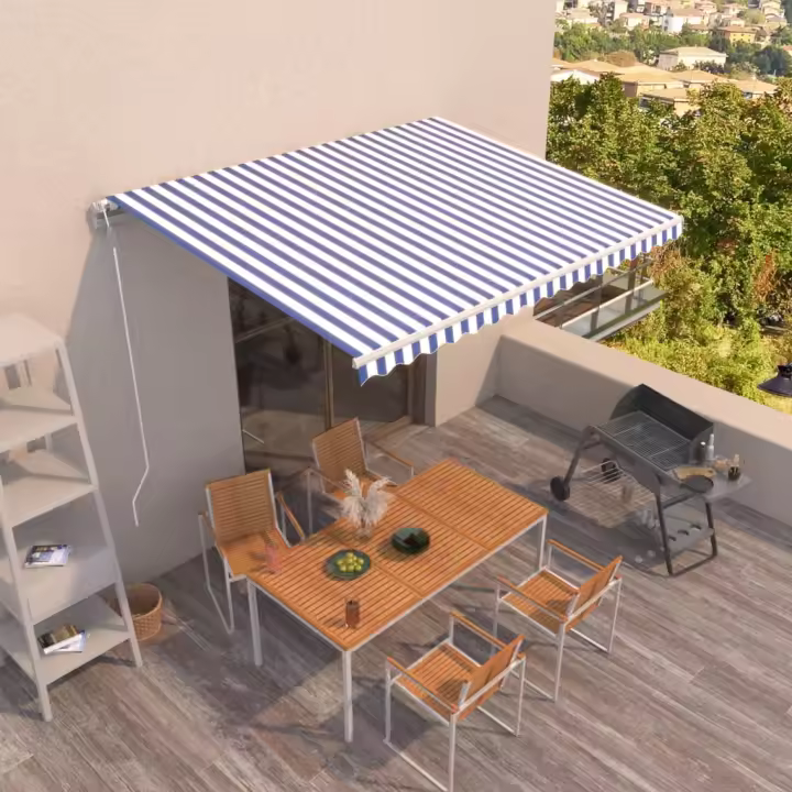vidaXL Toldo automático retráctil azul y blanco 400x350 cm - 1