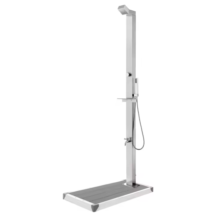 vidaXL Ducha de Jardín con Base 225 cm Acero Inoxidable Soporte Playa Color Gris,  Marrón, y mas - 1