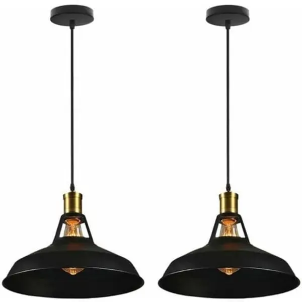 Vintage Conjunto de 2 lámparas colgantes, 2 lámparas Industriales, lámpara de Techo de iluminación interior vintage, Cocina, Salón - 1