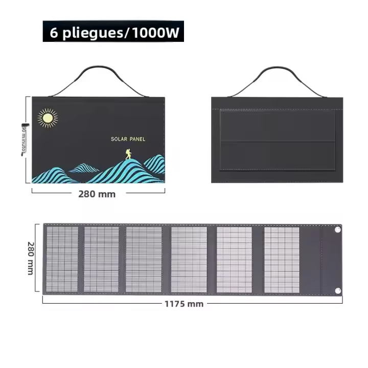 Panel Solar Portátil Plegable 1000W Con Salida USB+DC Cargador De Móvil Para Exteriores Generador De Energía De Silicio Monocrómico - 1