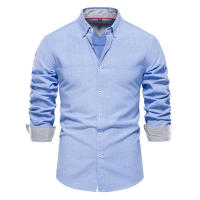 Camisa Oxford De Algodón Y Poliéster Para Hombre AIOPESON Cuello En V Manga Larga Botones Casual Negocios Primavera Otoño - details 13