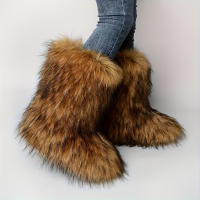 Botas De Nieve Invierno Para Mujer Largo Hasta La Rodilla Peluche Sintético Moda Y2K Cálidas Botas De Piel De Lujo Para Niñas Zapatos De Exterior - details 3