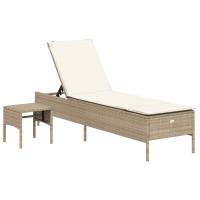 vidaXL Tumbona con cojín y mesita ratán sintético Negro, Marrón, Gris Sillas de Exterior Ideal para jardín, playa, piscina, terraza Tumbona Piscina Tumbonas Playa Tumbonas Jardín Exterior - details 2