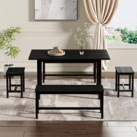 Juego de Comedor 5 Piezas (1 Mesa Retráctila + 4 Sillas Negro) - Mesa Flexible 120-160x70cm, Capacidad para 6 Personas, Diseño Multitractile - details 1