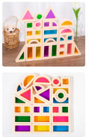 Bloques De Construcción De Madera Coloridos 25Pcs Juguete Sensorial Montessori Para Preescolar Bloques De Arcoíris De Geometría Para Niños De 4 a 12 Años - details 9