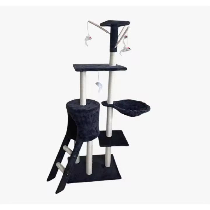 Árbol Rascador Gris 50x35x138cm Arbol para Gatos con Plataforma Torre Rascador Escalador para 2-3 Gatos Medianos Estable Rascador con Nidos Hamaca Plataformas Juguete Poste De Sisal Natural ref 51093 - 1
