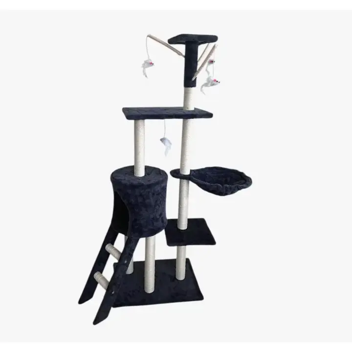 Árbol Rascador Gris 50x35x138cm Arbol para Gatos con Plataforma Torre Rascador Escalador para 2-3 Gatos Medianos Estable Rascador con Nidos Hamaca Plataformas Juguete Poste De Sisal Natural ref 51093 - 1
