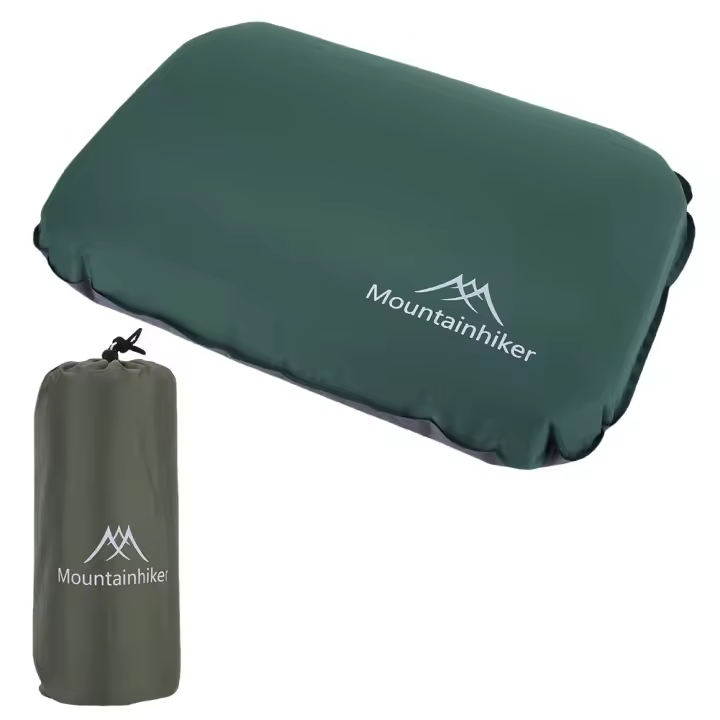Almohada De Viaje Ergonómica Autoinflable Para Acampar Almohada De Cuello Protector Con Funda Portátil Almohada De Seda 19D TPU 30D Tejido - 1